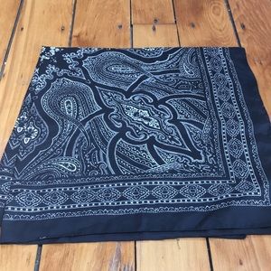 Large black bandana scarf, silklike fabric